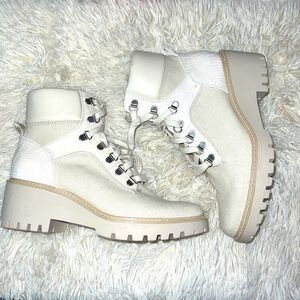 Dolce Vita combat boots, ivory color, animal print/ leather, brand new